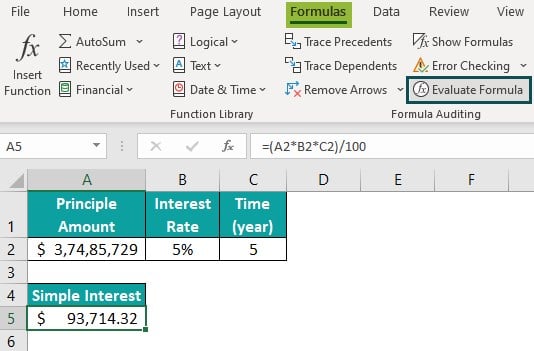Formula Auditing in Excel - Example 5 - Step 2