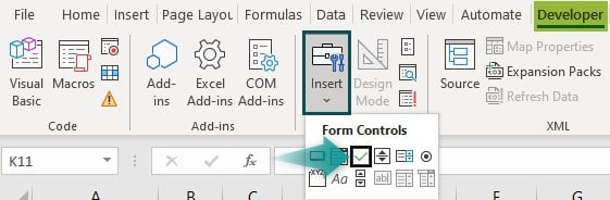 Interactive Chart in Excel Example 1 - Step 1