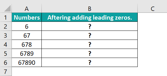 Leading Zeroes in Excel - Example 3