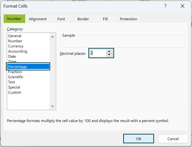 Percentage In Excel - Using Format Cells Option - 2