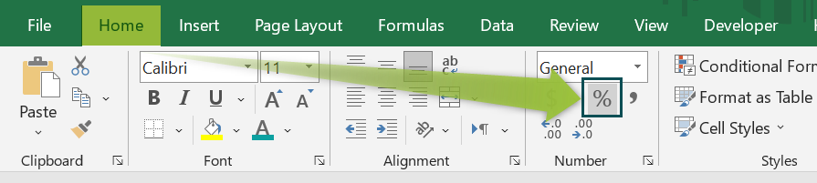 Percentage In Excel - Using Percent Style - 1