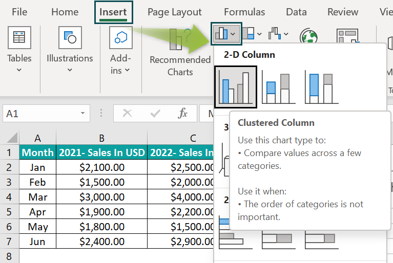 Column Chart Example - Step 1