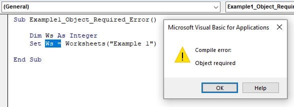 VBA Object Required Example 1 - Output