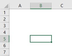 VBA Select cell Example 1 - Step 4 - selected B5