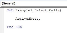 VBA Select cell Example 2 - Step 1