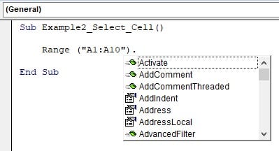 VBA Select cell Example 3 - Activate