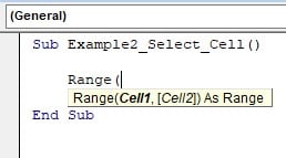 VBA Select cell Example 3 - Step 1