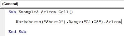 VBA Select cell Example 4-Select