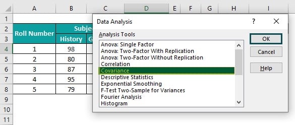 Covariance Matrix In Excel - Basic Example - Step 2