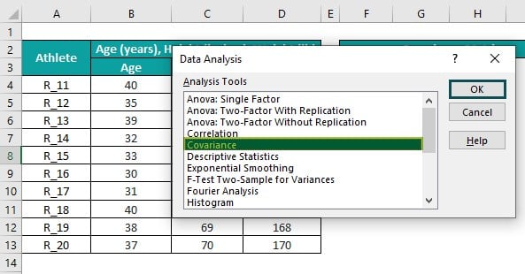 Covariance Matrix In Excel - Example 1 - Step 2