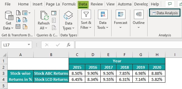 Covariance Matrix In Excel - Example 2 - Step 1.jpg