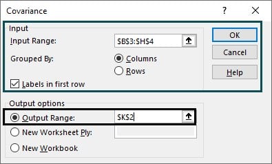Covariance Matrix In Excel - Example 2 - Step 3