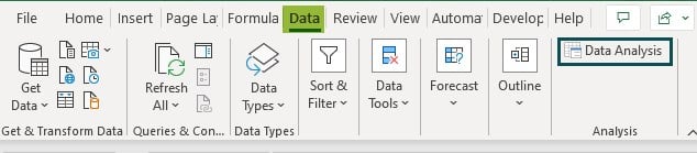 Covariance Matrix In Excel - Use - Step 3 - Data Analysis