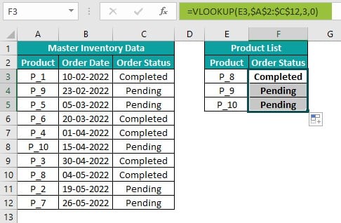 Excel Commands Example 1 - Step 3 - Fill Handle