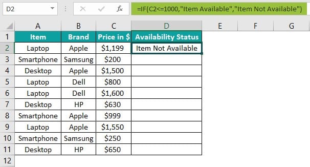 Excel Commands Example 2 - Step 2