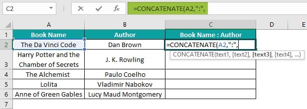 Excel Commands Example 3 - Step 1 - text 2