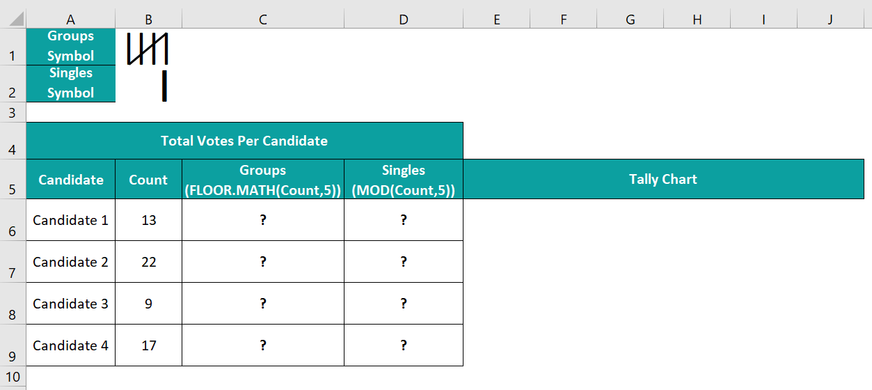 Excel Tally Chart - Example 2