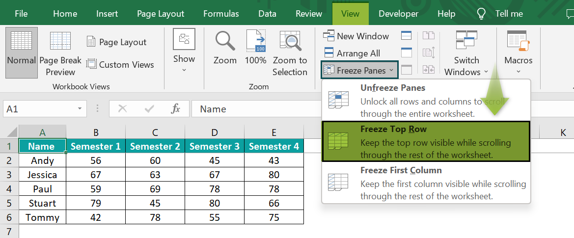 Freeze Panes in Excel - 2