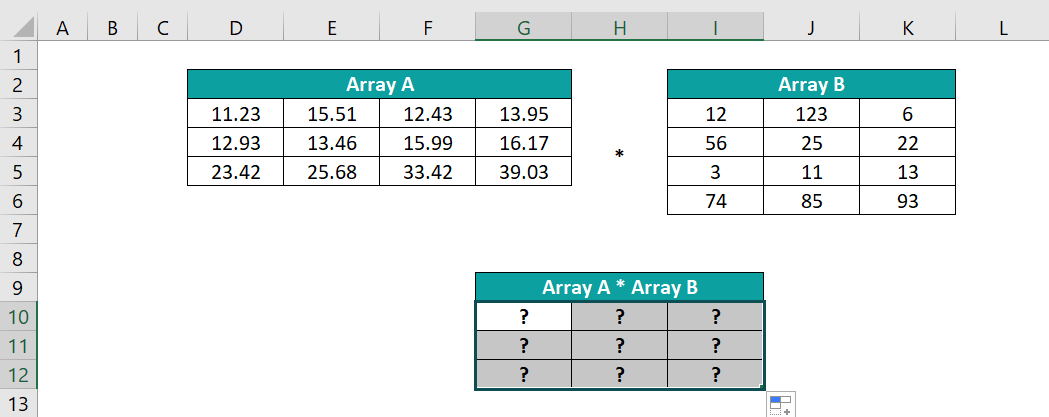 Example 2 - Matrix multiplication of two individual arrays - Step 1