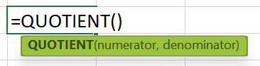 QUOTIENT Excel Formula