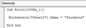 VBA 1004 Error - Example 1 - Code