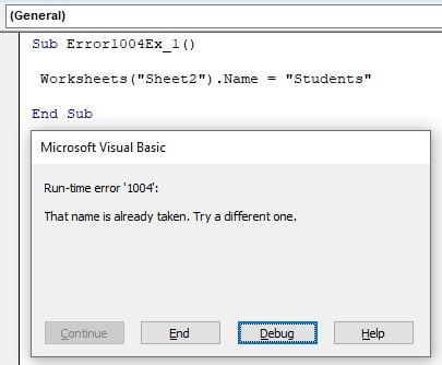 VBA 1004 Error - Example 1 - Step 5
