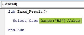 VBA Case Statement - Example 1 - Step 3