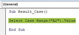 VBA Case Statement - Use - Step 3