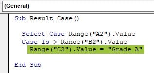 VBA Case Statement - Use - Step 5