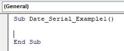VBA DateSerial - Example 1 - Step 1