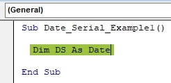 VBA DateSerial - Example 1 - Step 2