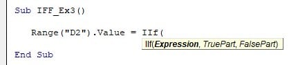 VBA IIF - Example 3 - Step 2