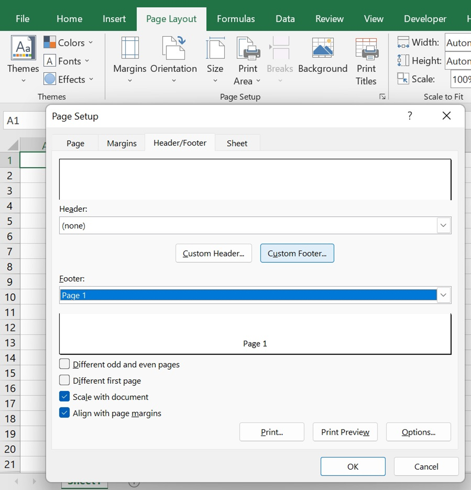 comment afficher le numero de page sur excel