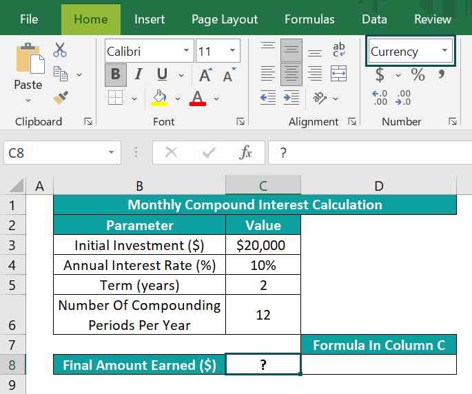 Compound Interest Formula in Excel - 1