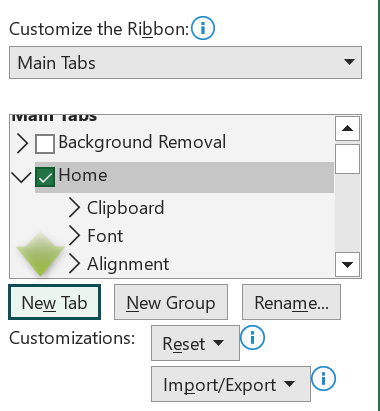 Customize Ribbon - Step 3a