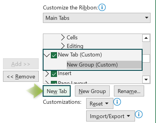 Customize Ribbon - Step 3b
