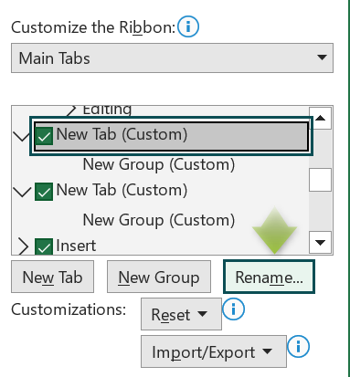 Customize Ribbon - Step 4a