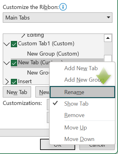 Customize Ribbon - Step 4c