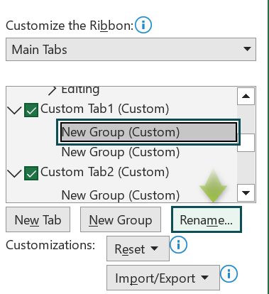 Customize Ribbon - Step 5b