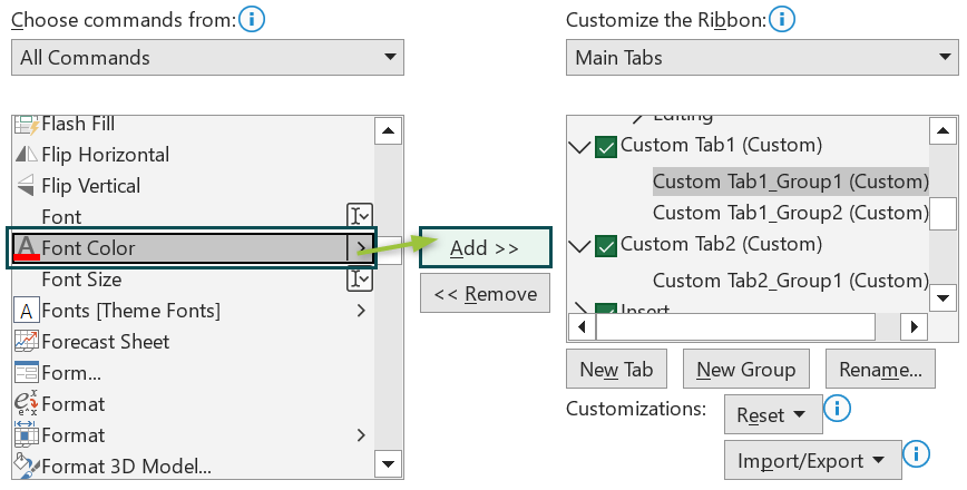 Customize Ribbon - Step 6a