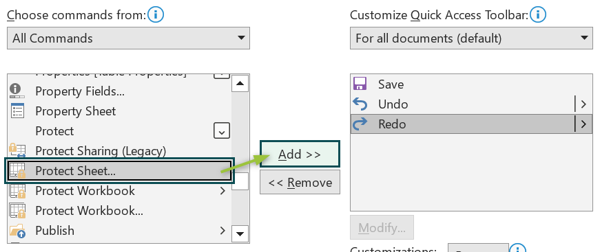 Customize Quick Access Toolbar - Step 3a