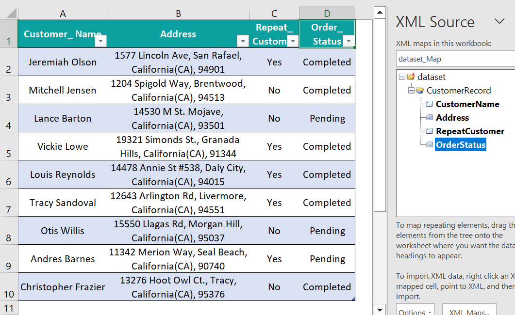 Example of Converting Excel Data - Step 7b