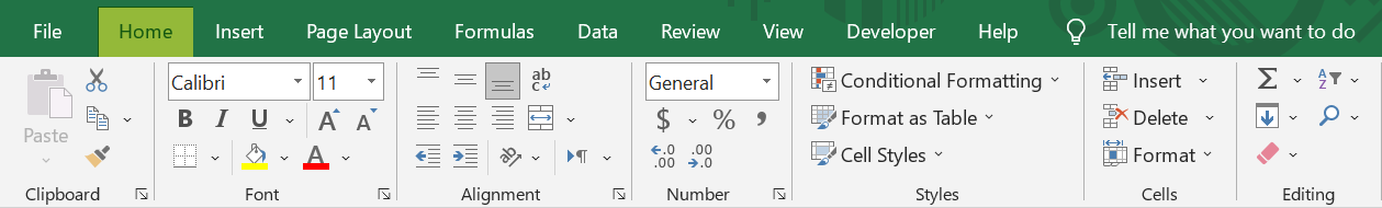 Excel 2019 – Ribbons, Tabs and Quick Access Toolbar