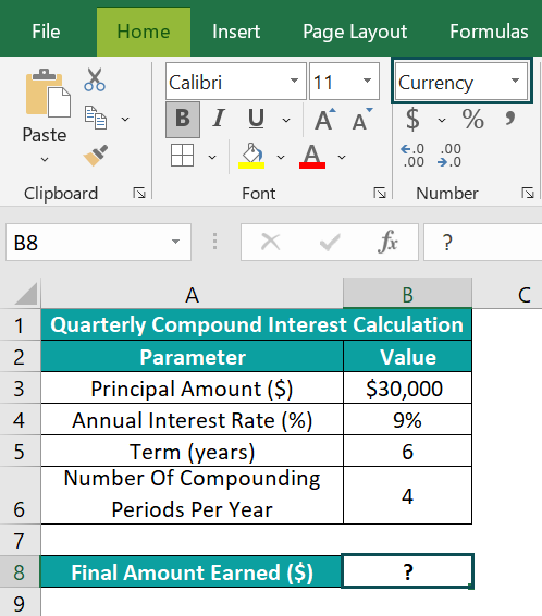 Excel Compound Interest Formula - Example 4