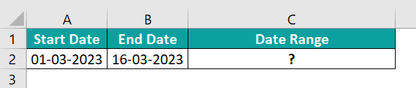Excel Date Range - Example 2- Date Range in a Single Cell