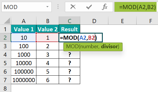 MOD Function Example - Step 5