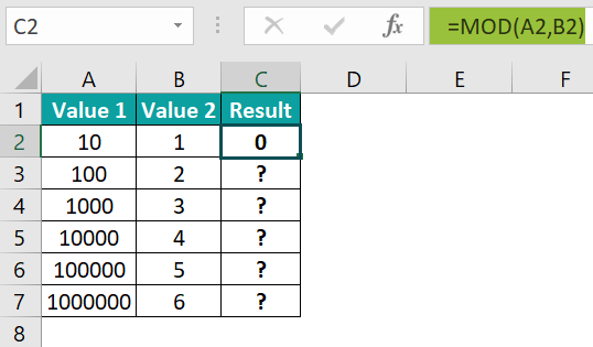 MOD Function Example - Step 6