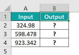 Excel Mathematical Function - ROUND Function Example - Step 1