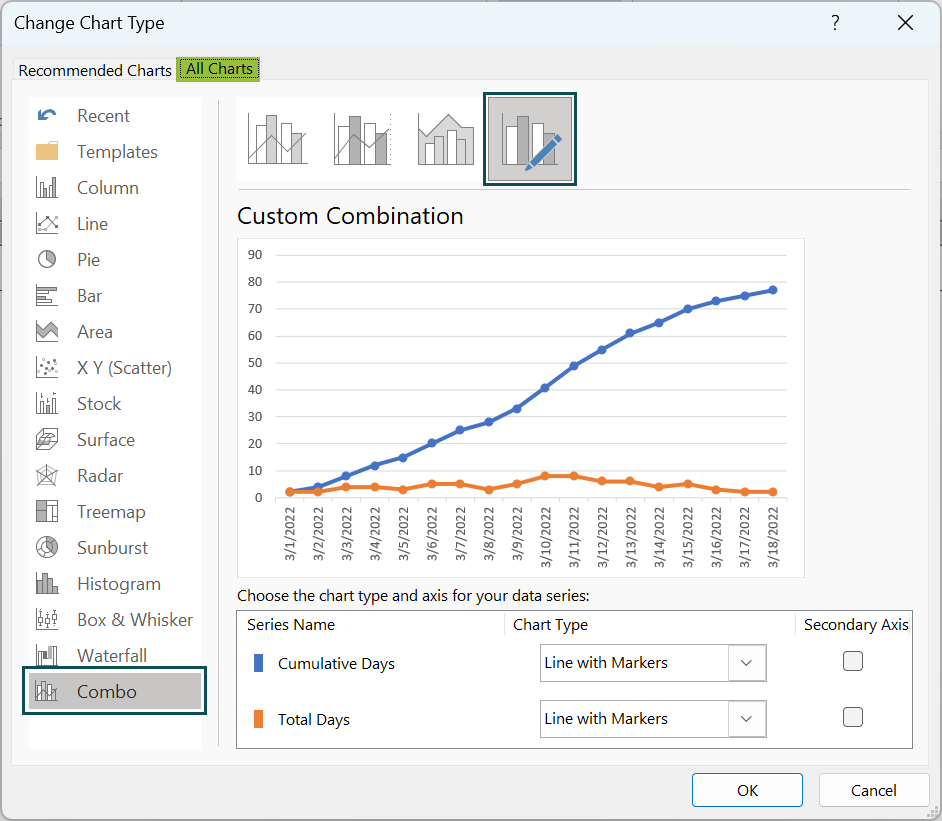 S Curve in Excel - Example 3 - Step 8b