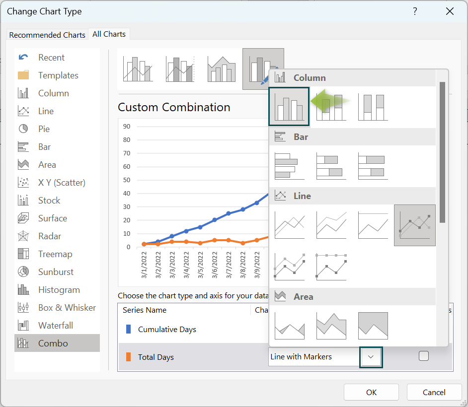 S Curve in Excel - Example 3 - Step 8c